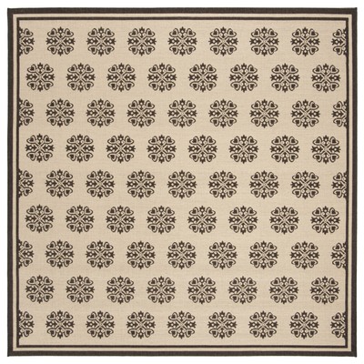 SAFAVIEH Outdoor LND181U Linden Collection Creme / Brown Rug