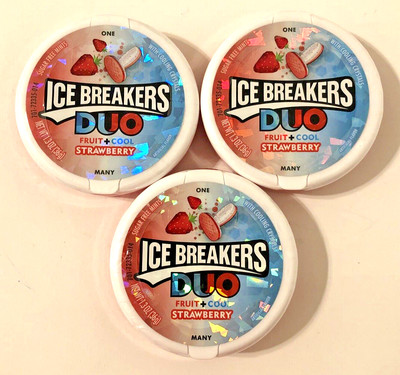 Ice Breakers Duo Strawberry Sugar Free Mints BB 1/2026 Discontinued Lot of 3