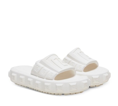 Pre-owned Balmain White Ari Men Rubber Slip On Slides Sandal Embossed Logo 43/ 10 Us
