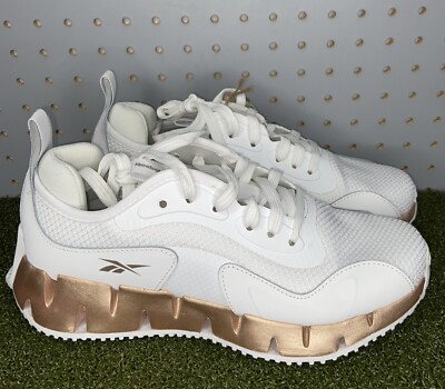 Reebok Womens Zig Dynamica Adventure Running Sneakers White Rose Gold Size 8.5