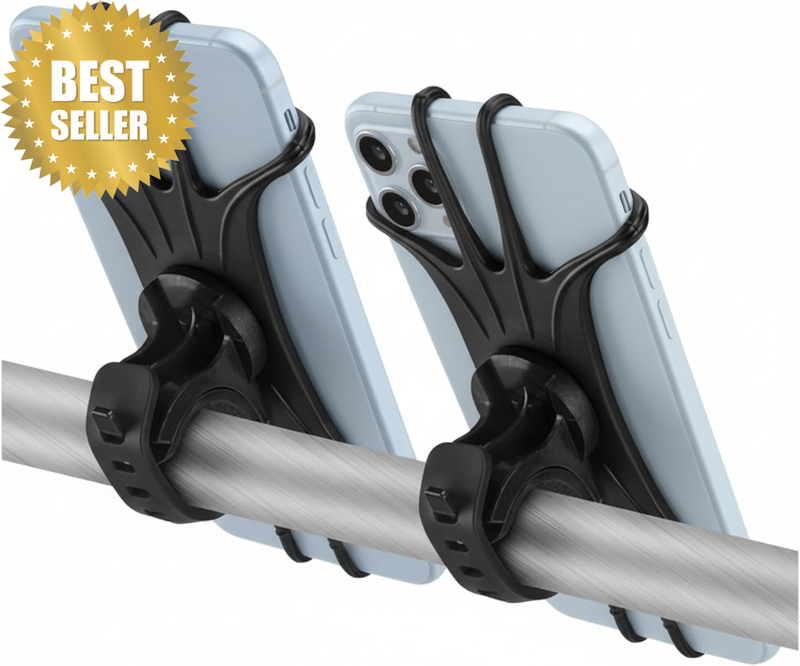 2 Pack Universal Bike Phone Mounts,  360° Rotatable Silicone Cell Phone Holders,