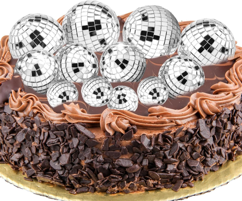 12-Pack Mini Disco Ball Cake Toppers – Disco Balls Decorations for Cakes, Cupca