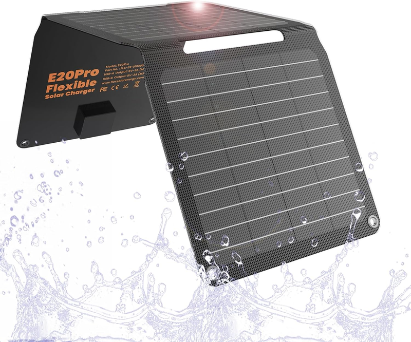 20W Solar Panel Charger 5V USB-A USB-C Output Portable Foldable Small Power IP67