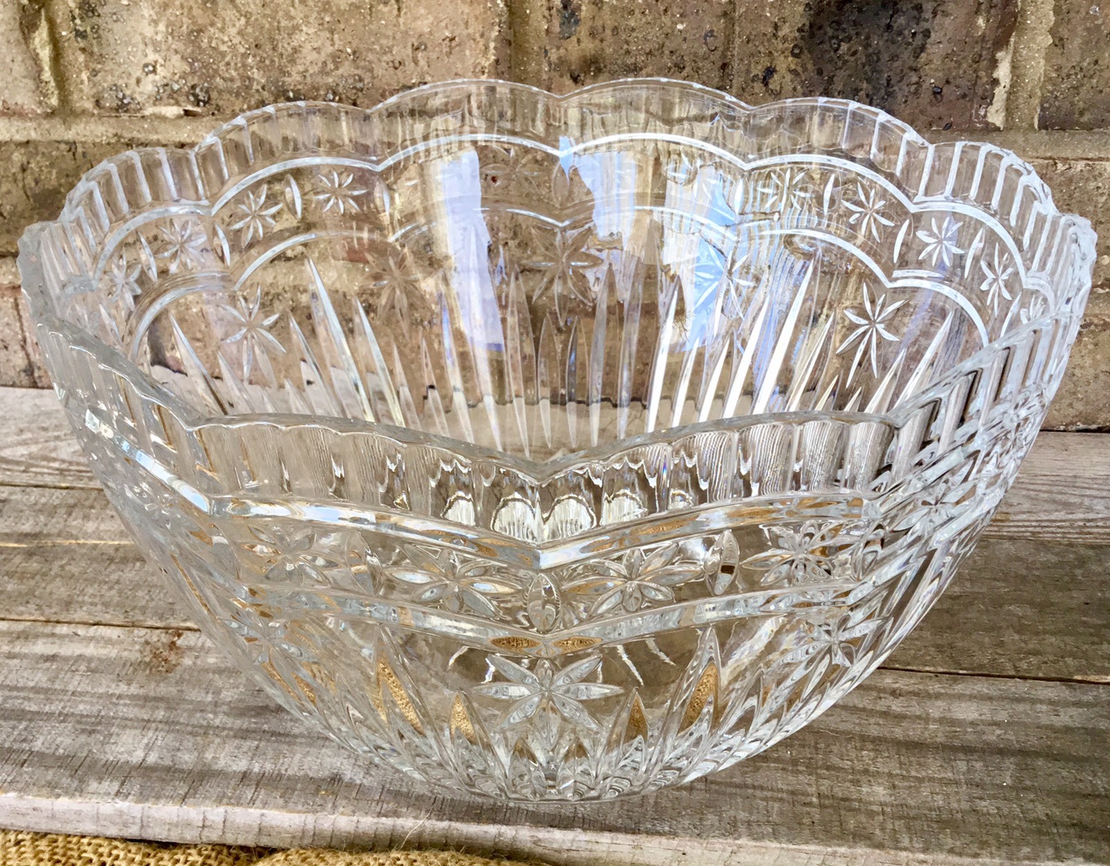 VHTF Crystal Punch Bowl Cristal d'Arques MONIQUE Glass Centerpiece Gorgeous
