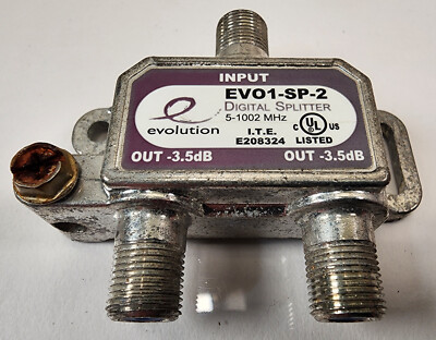 Evolution EVO1-SP-2 2-Way Digital Splitter Coaxial 5-1002 Mhz 3.5db TV Used