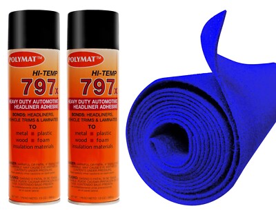 12FTx3.75FT POLYMAT BLUE S35+2-797 HI TEMP ADHESIVE For CAR TRUCK BOAT HEADLINER