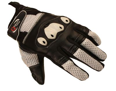 MOTORCYCLE Motorbike GLOVES Sports Short Cuff Protected Knuckle BLACK & White