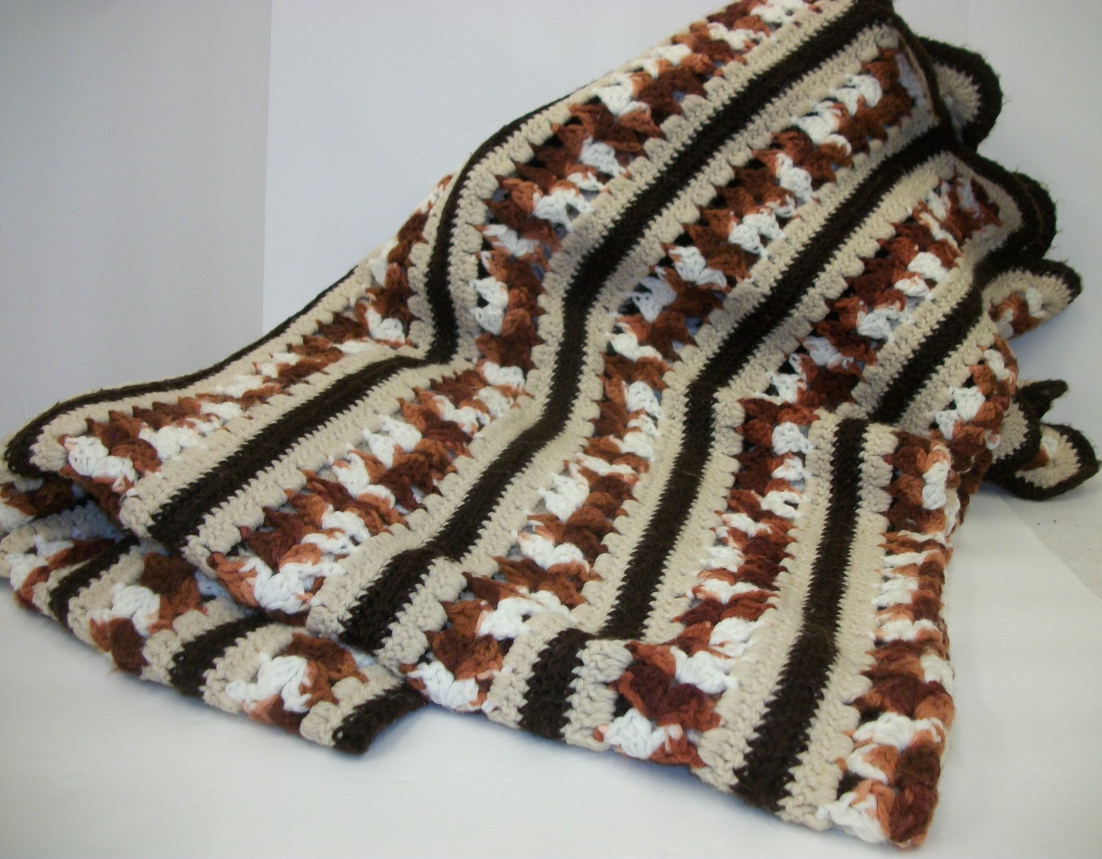 Wonderful Hand Crocheted Afghan - Fall & Winter Colors