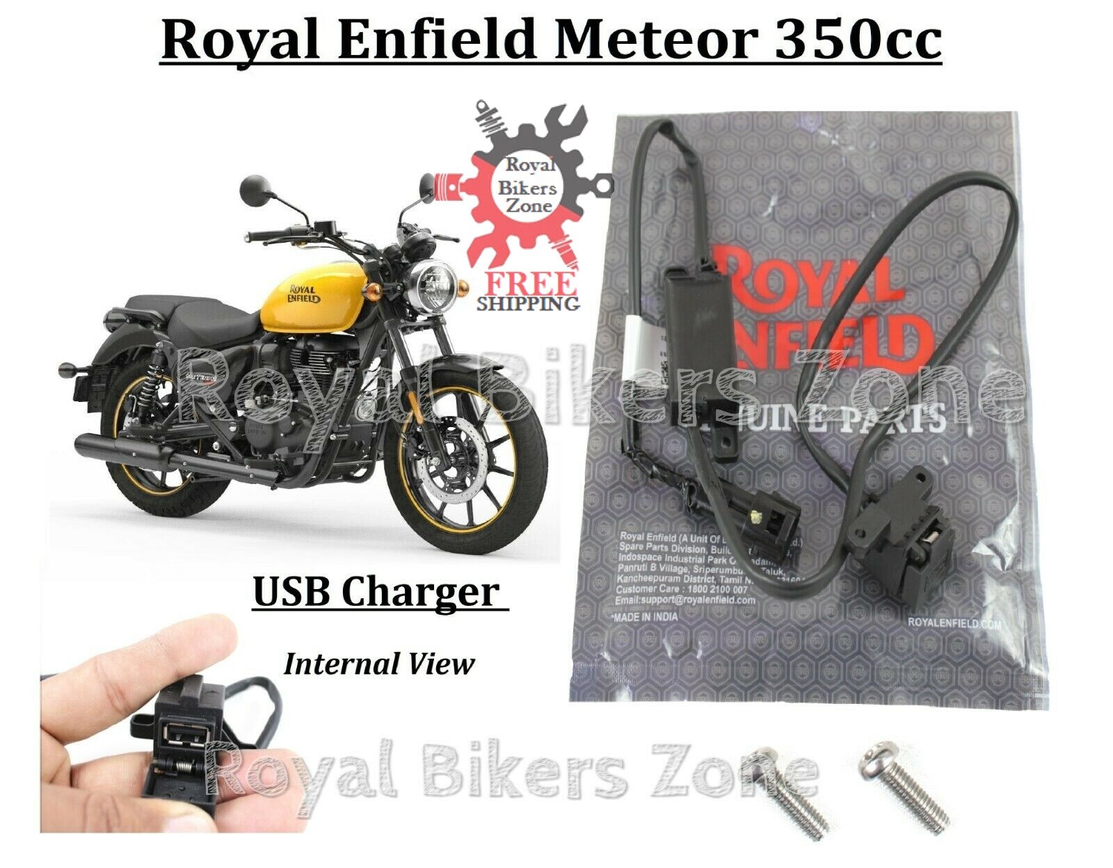 Royal Enfield Black USB Charger With Screw For Meteor 350cc eBay