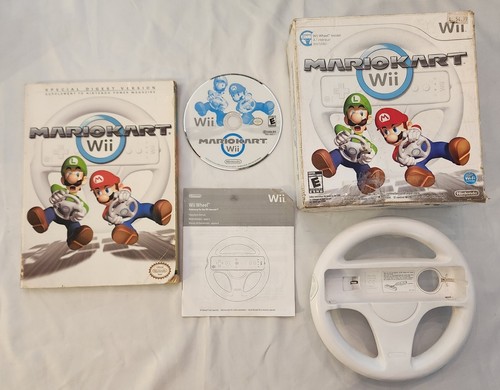 Mario Kart Wii (Nintendo Wii) w/ Wheel + Official Game Guide