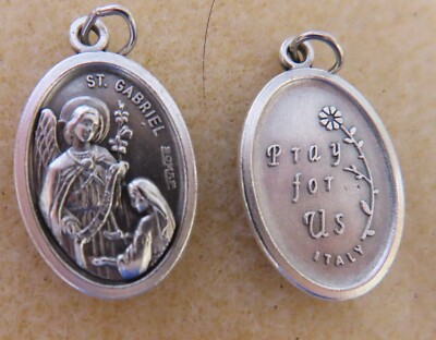 Saint St. Gabriel - Pray for Us - Oxidized Italian 1 inch Medal 0204