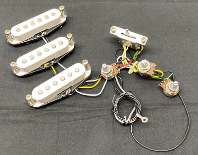 Fender Squier WIRED PICKUP SET w/ Pots & Switch for Strat Stratocaster Pickguard