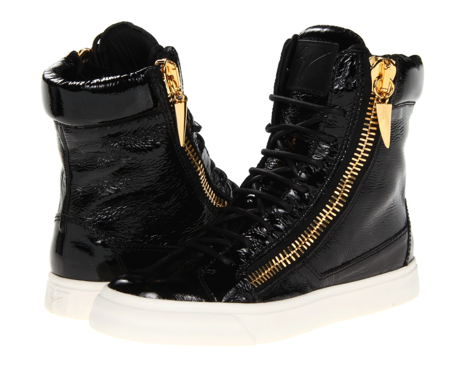 Pre-owned Giuseppe Zanotti Patent Leather London Sneakers Trainers High Top Shoes 41 In Black