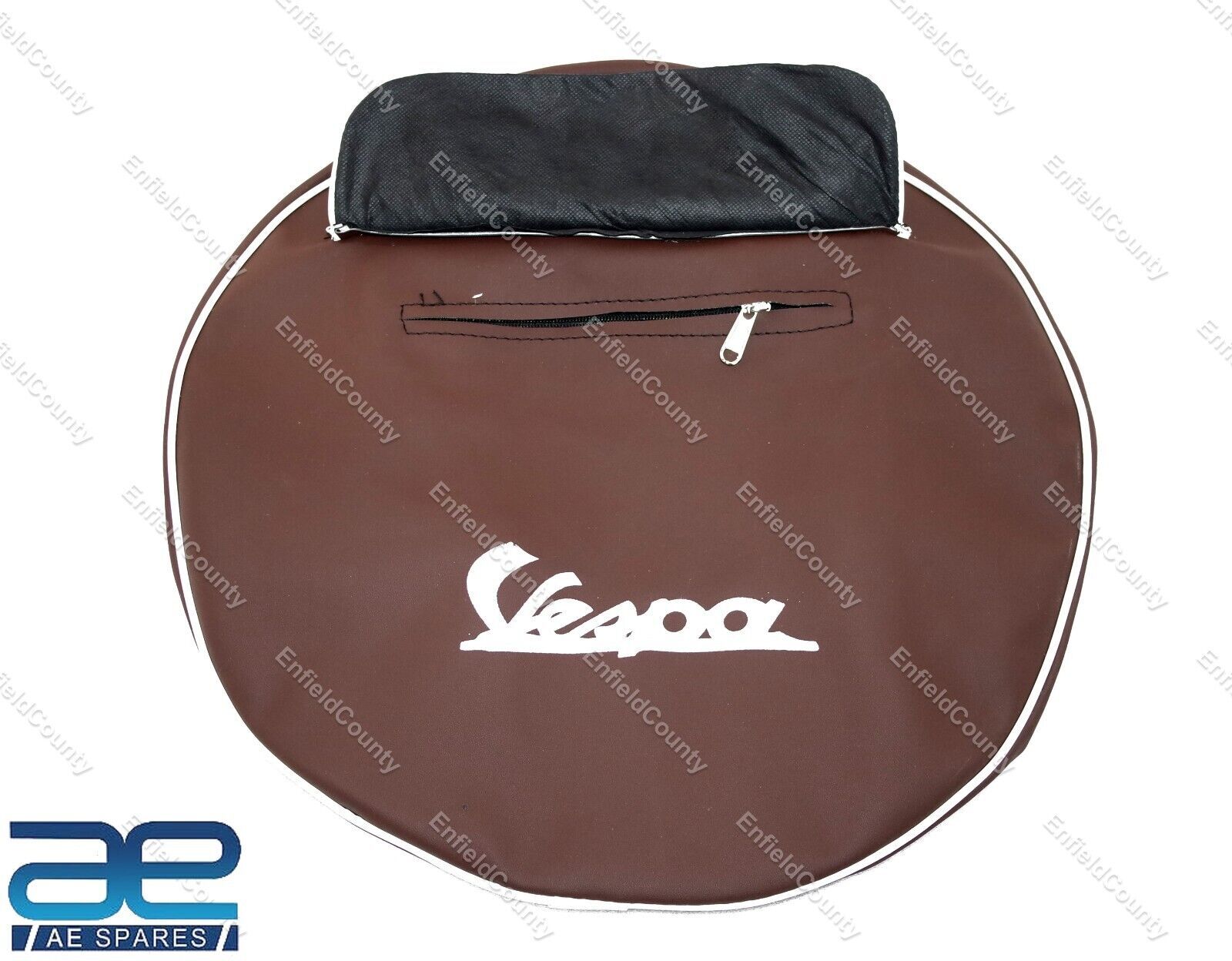 Vespa 10" Inch Spare Stepney Wheel Cover Brown With Pocket  