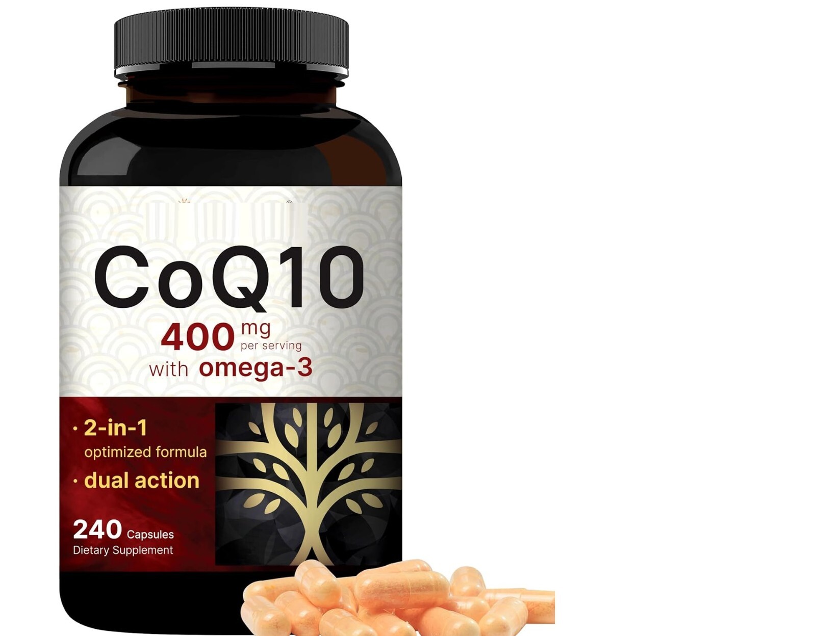 CoQ10 400mg with Omega 3 Fatty Acids, 240 Caps Antioxidant/Heart Support