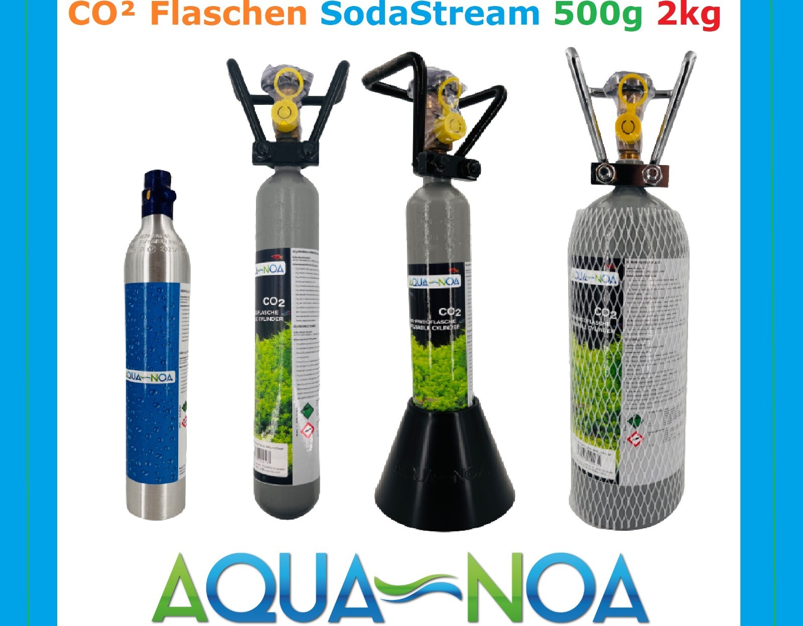 Aquarium - CO2 Flasche 2kg,  500g mit Cage Mehrweg | Soda,  ALU,  Aluminium CO2