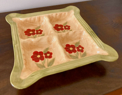NEW Fleur Rustique Ambiance Collections Divided Dish Platter by Nanette Vacher