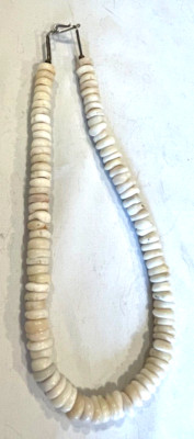 VTG AUTHENTIC HAWAIIAN SURFER PUKA SHELL STACKED BEADS NECKLACE 57 GR -FREE SHIP