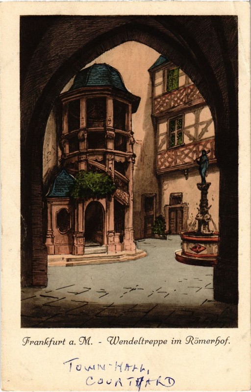Cpa Ak Frankfurt A.M.- Wendeltreppe Im Romerhof Germany (1028469)