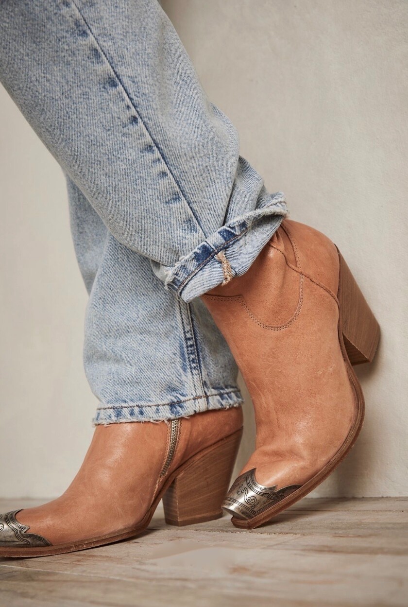 Free People Brayden Western Boot Кожаный оловянный наконечник Camel Tan 38/8 НОВЫЙ