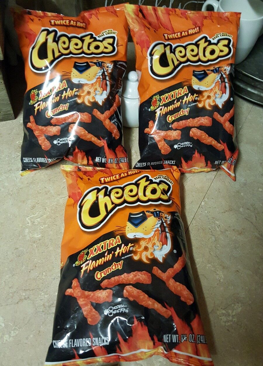 NEW Cheetos XXTRA Flamin Hot 8.5 Oz Snacks Frito Lay 3 BIG BAGS FREE SHIPPI...