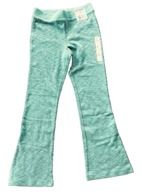 Cat & Jack Girls Ocean Green Ribbed Flare Pants Size Large 10/12 (A3)