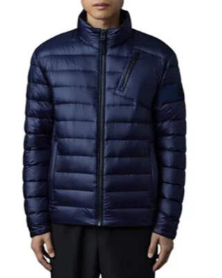 Pre-owned Mackage Men Luis Lightweight Down Puffer Jacket 18a 187 In Blue