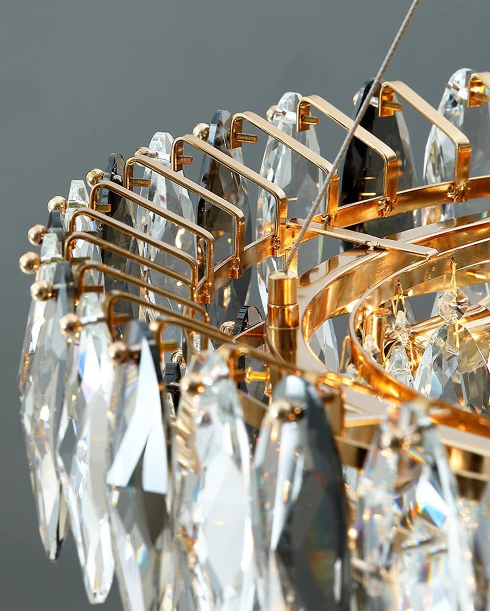 Modern 6-Light Crystal Chandelier Round Pendant Lamp Adjustable Ceiliing Fixture