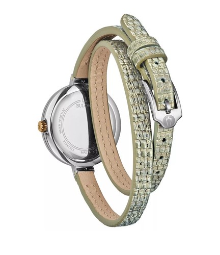 Pre-owned Bulova Rhapsody Womens Diamond Quartz Green Silver Dial Dress Watch 30mm 98r278