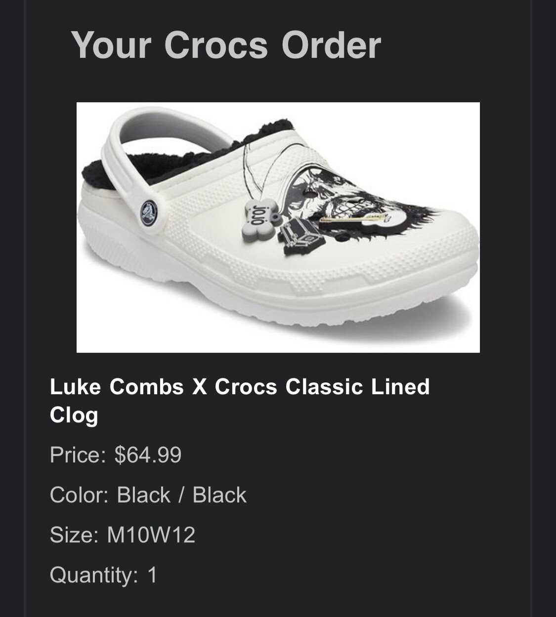 luke combs lined crocs