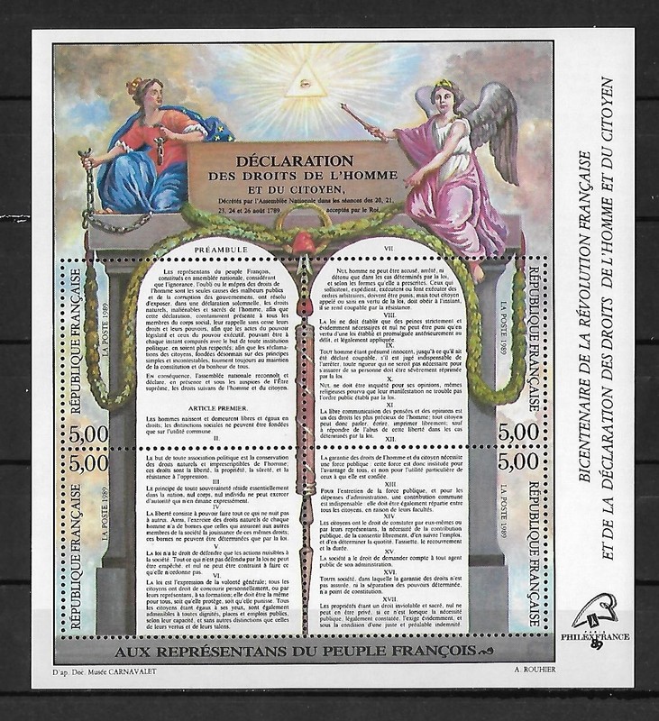 Bloc Feuillet - Bf NÂ° 11 - DÃ©Claration Des Droits De L'HommeÂ  - Neuf** - 1989
