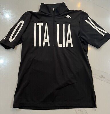 Kappa Italia Italy Golf Shirt Short Sleeve Black Men's Size Medium 1/2 Zip