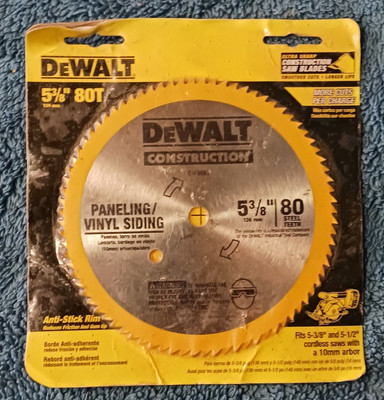 DEWALT DW9053 Paneling /Vinyl Siding Skill Saw Blade 5 3/8 Inch 80 Tooth NIB