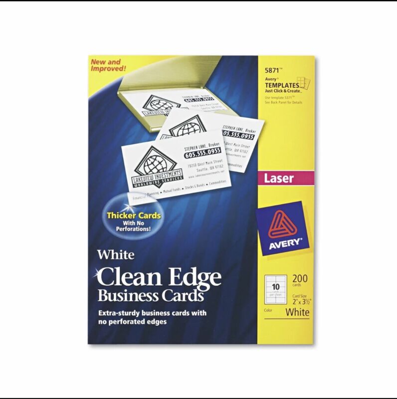 Avery Clean Edge Business Cards Laser 2 X 3 1/2 White 200/pack 5871