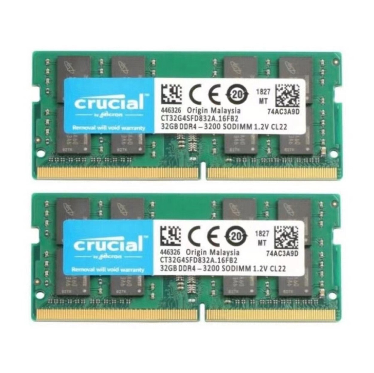 メモリー SODIMM Crucial 3200MHz 64GB(32x2) Crucial 64GB Kit (32GBx2) DDR4-3200 SODIMM | CT2K32G4SFD832A