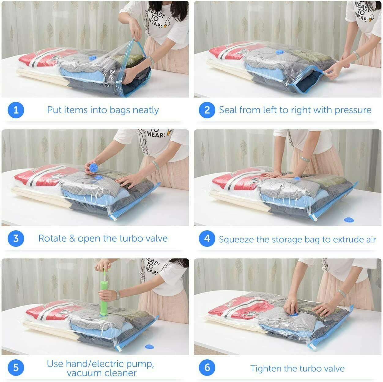 12 x LARGE SPACE SAVING VACUUM STORAGE BAGS CLOTHES BEDDING ORGANIZER