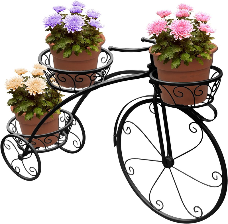Tricycle Plant Stand - Flower Pot Cart Holder - Ideal for Home, Garden, Patio -