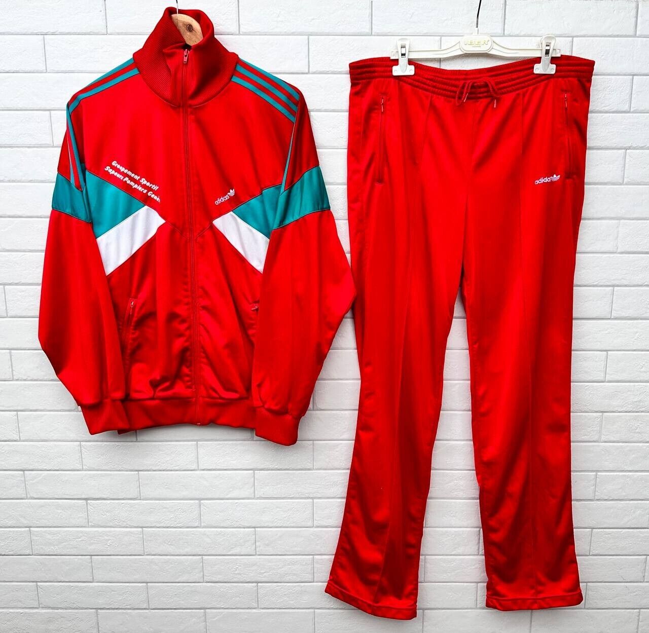 Adidas Originals Vintage Red Tracksuit Top And Pants 80s 90s Adidas Originals Vintage Red Tracksuit Top And Pants 80s 90s