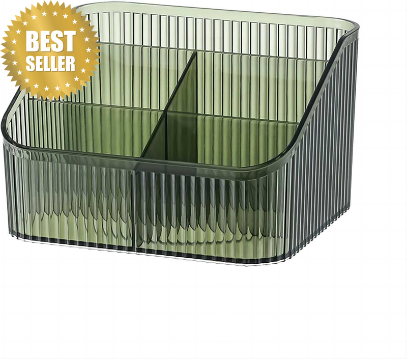 Large Capacity Makeup Brush Holder,5 Slot Makeup Brush Cup,Vintage Striped Makeu
