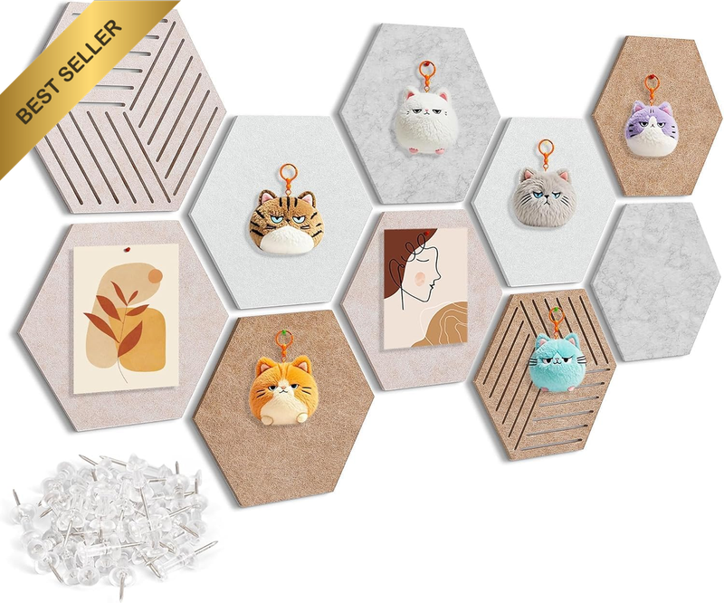 Felt Notice Board,10 Pack 12'' X 10'' Adhesive Small Cork Board,With Push Pins H
