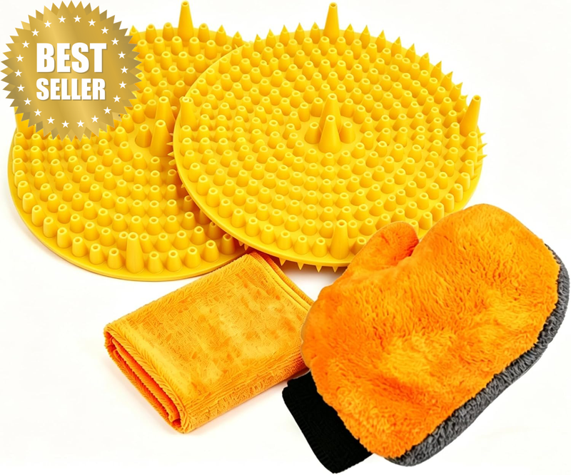 26Cm Heavy Duty Car Wash Bucket Grit Trap Insert (2 Pack) with Premium Wash Mitt