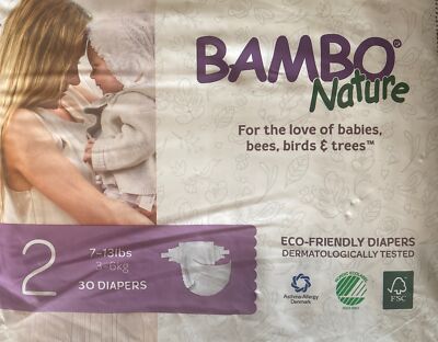 Bambo Nature Eco-Friendly Baby Diapers, Size 2.  30 Diapers