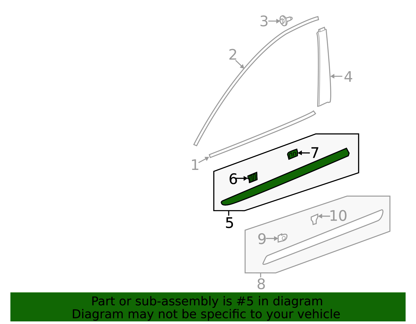 2022-2025 Acura MDX Genuine Front Door Upper Molding Garnish Right OEM