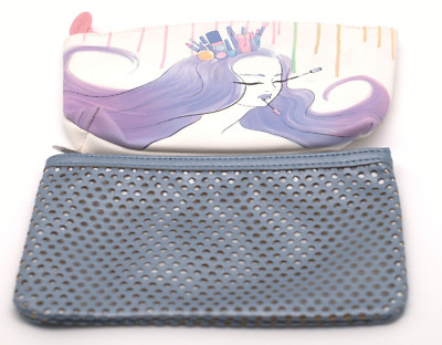 Lot of Two Ipsy Makeup Bags Multicolor and Blue