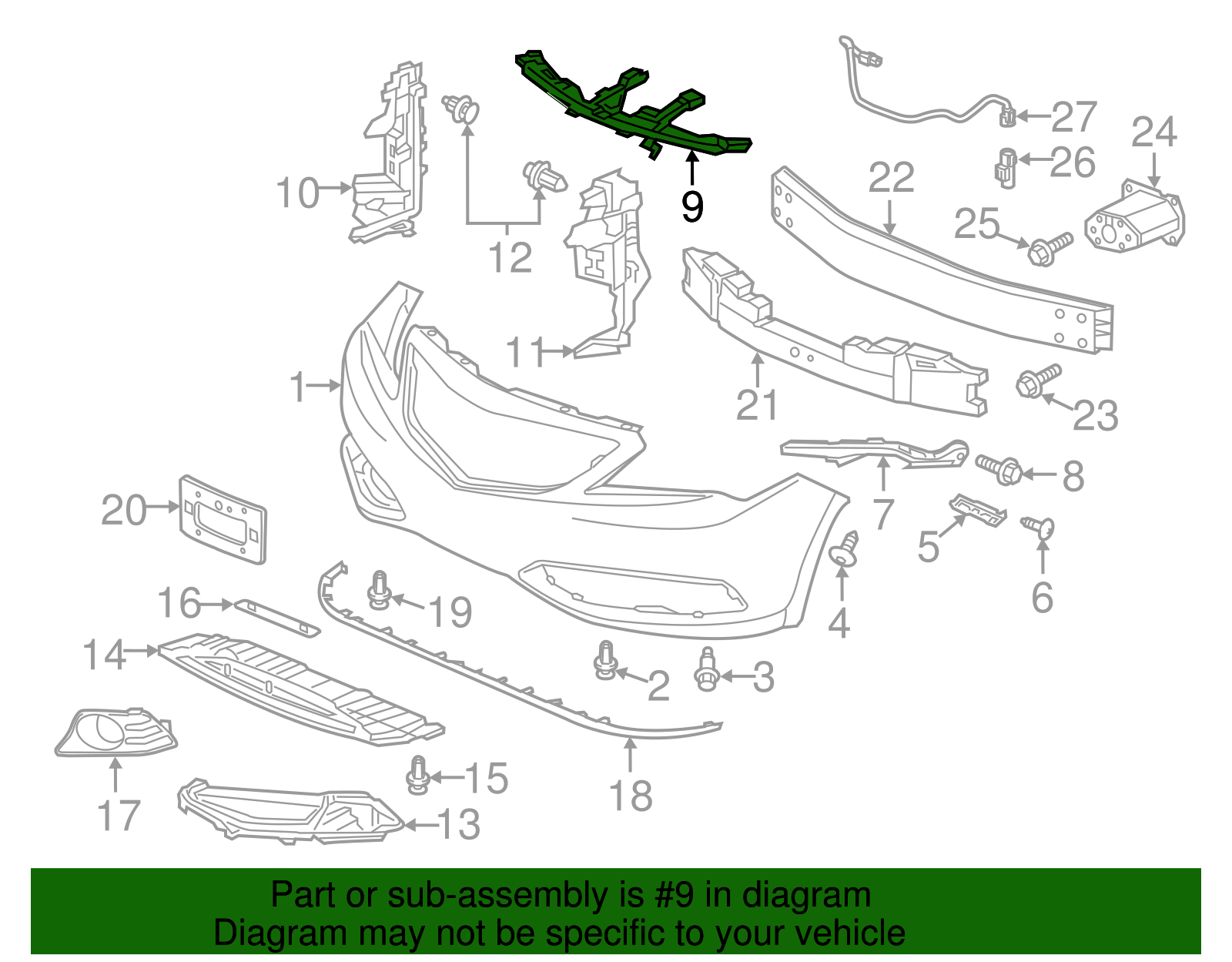 2013-2015 Acura ILX Genuine Front Upper Reinforcement Bracket OEM 71150-TX6-A00
