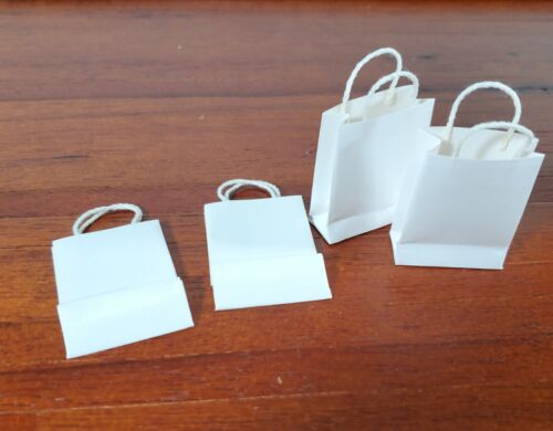 Dollhouse All White Shopping Bags x4 1:12 Scale Miniature Accessories