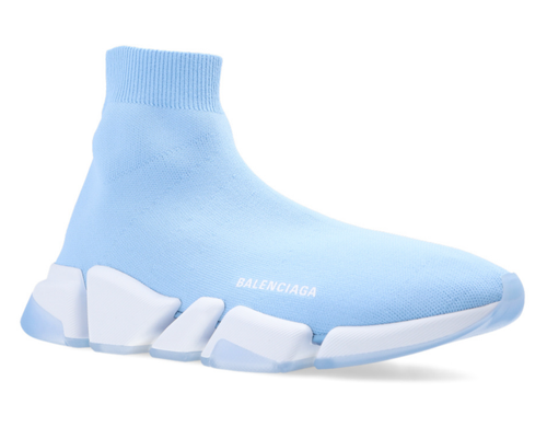 BALENCIAGA BALENCIAGA MENS SPEED 2.0 SOCK BLUE WHITE HIGH TOP KNIT TRAINER SNEAKER 44 11