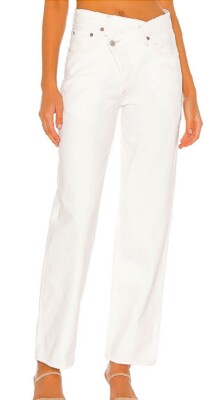 AGOLDE CRISS CROSS UPSIZED JEANS in PASTE (IVORY/WHITE DENIM) NWT $198 TAG SZ 32