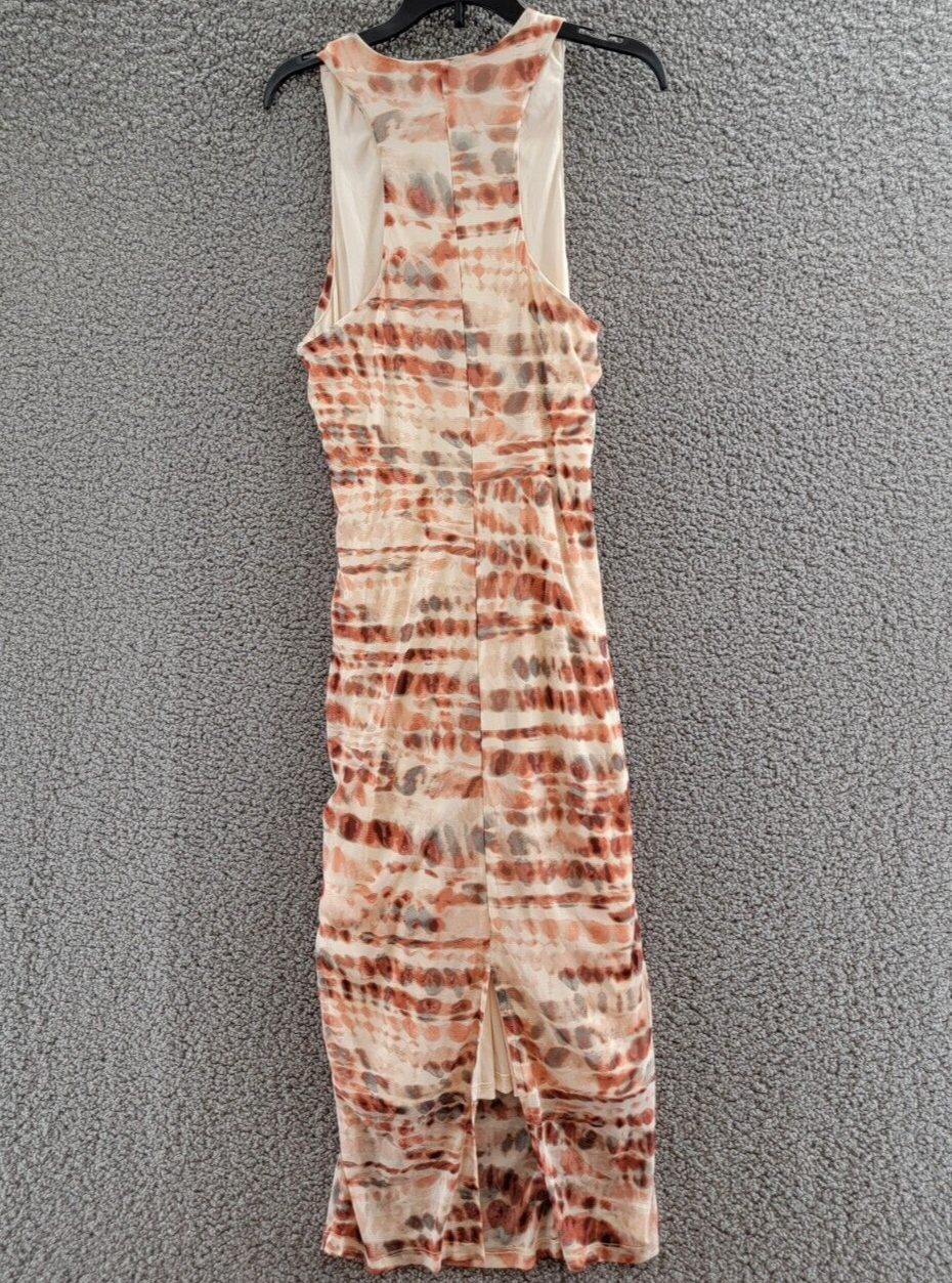 Bar III Tie-Dyed Midi Dress Womens M Red Canyon Combo Ruched Scoop Neck Pullover - Picture 9 of 15