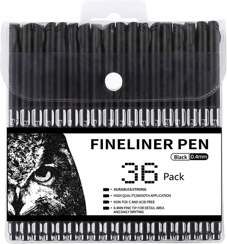 Black Ink Felt Tip Markers 0.4Mm Fineliner Planner Pens for Drawing Journaling